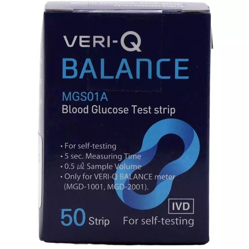 productPics-1656855495680V نوار دستگاه تست قند خون وری کیو بالانس veri-q balance بسته 50 عددی تاریخ 12/2026 - تصویر 1