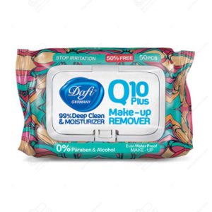 دستمال مرطوب پاک کننده آرایش دافی مدل Q10 طرح گل 2 50 عددی