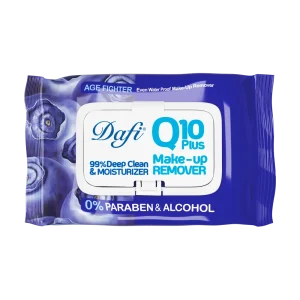 دستمال مرطوب پاک کننده آرایش دافی مدل Q10 طرح میوه بلوبری بسته 50 عددی