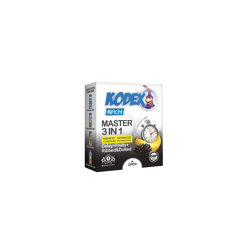 3-in-1-3 کاندوم تاخیری کدکس مدل Master 3 In 1 بسته 3 عددی – ساده
